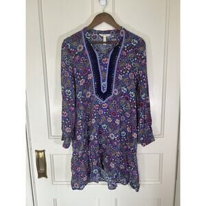 Matilda Jane Purple Pink Paisley Floral Tunic Dress Womens Size Medium Boho
